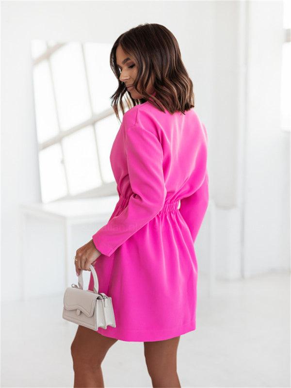 Fashion lapel slim cardigan temperament suit coat women Rose