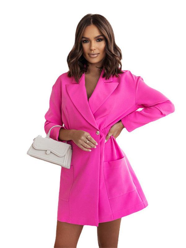 Fashion lapel slim cardigan temperament suit coat women Rose