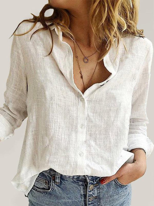 Stylish Leisure Woven Knit Women's Spring-Summer Shirt White