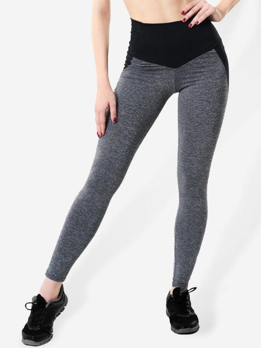 Ladies Stitching Hip Lifting High Waist Sweatpants Yoga Pants Grey