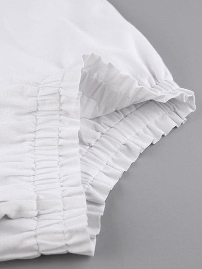 Top Ruffle Shorts Two-piece Casual Fashion Suit White