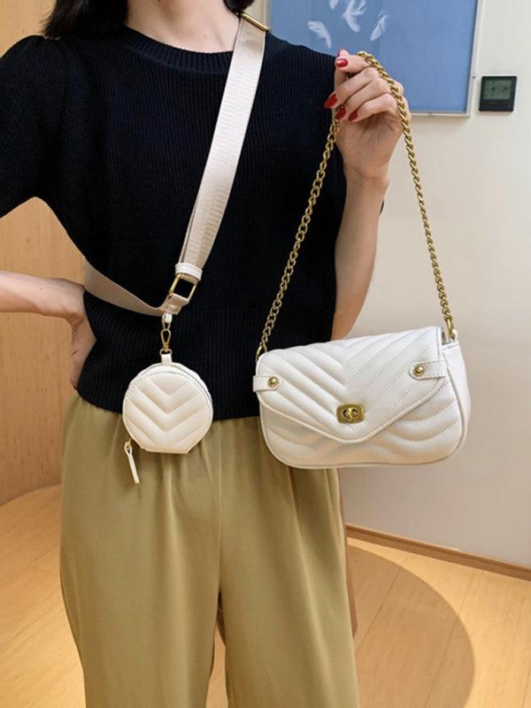 shoulder bag high sense chain messenger bag small bag White F