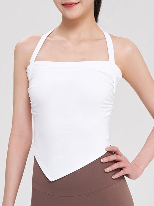 women's halter neck sports tight vest yoga clothing White