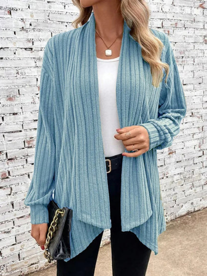 Long sleeve pit lapel loose cardigan jacket Blue