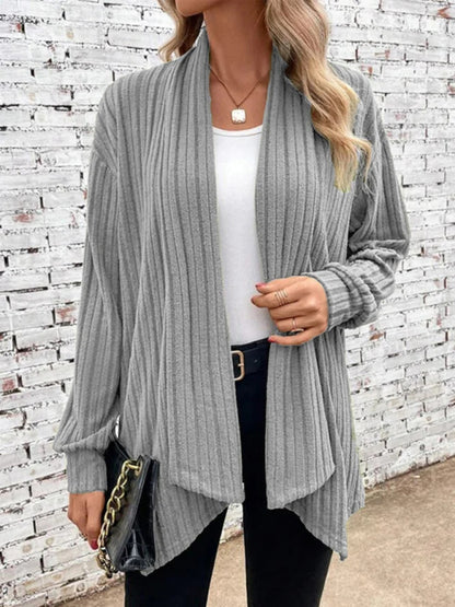 Long sleeve pit lapel loose cardigan jacket Grey