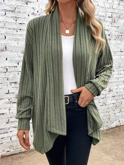 Long sleeve pit lapel loose cardigan jacket Green