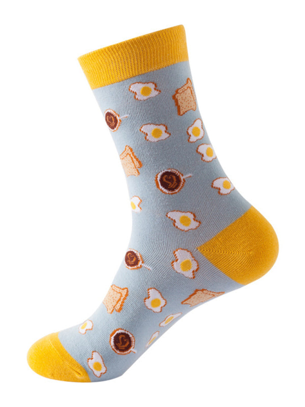 Women's Breakfast Print Casual Fun Socks Pattern1 FREESIZE