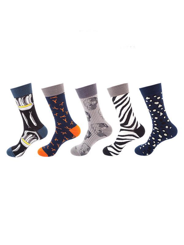 New basketball Christmas fun pattern mid-calf socks (a variety of colors to choose from) 5 pairs Grey FREESIZE