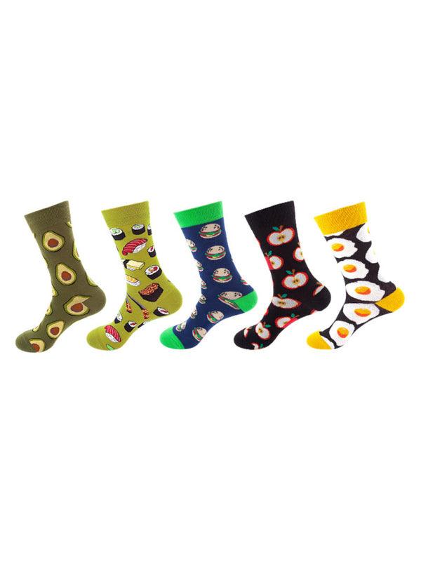 New basketball Christmas fun pattern mid-calf socks (a variety of colors to choose from) 5 pairs Medium purple FREESIZE