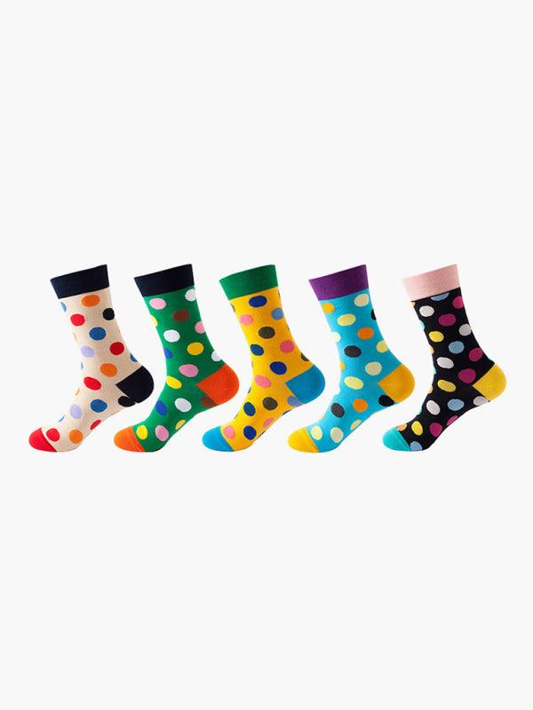 New basketball Christmas fun pattern mid-calf socks (a variety of colors to choose from) 5 pairs Pattern1 FREESIZE