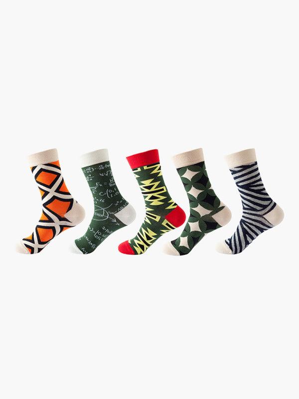 New basketball Christmas fun pattern mid-calf socks (a variety of colors to choose from) 5 pairs Pattern5 FREESIZE