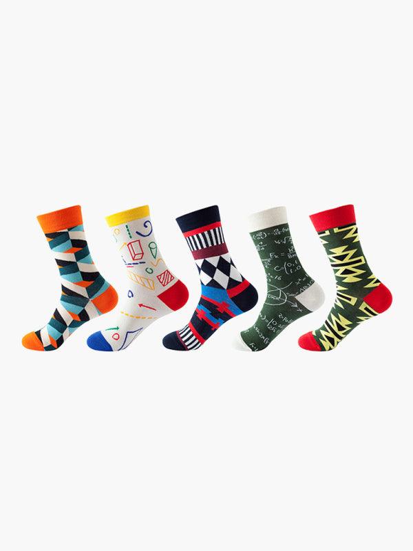 New basketball Christmas fun pattern mid-calf socks (a variety of colors to choose from) 5 pairs Pattern6 FREESIZE