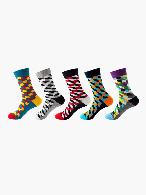 New basketball Christmas fun pattern mid-calf socks (a variety of colors to choose from) 5 pairs Pattern8 FREESIZE