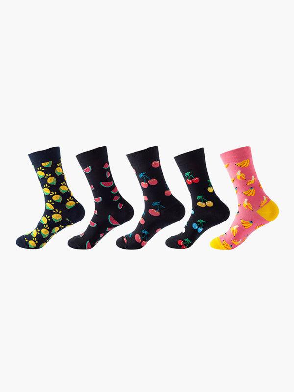 New basketball Christmas fun pattern mid-calf socks (a variety of colors to choose from) 5 pairs Pink FREESIZE