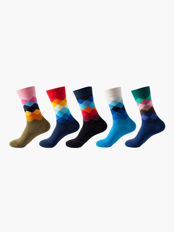 New basketball Christmas fun pattern mid-calf socks (a variety of colors to choose from) 5 pairs Sapphire FREESIZE