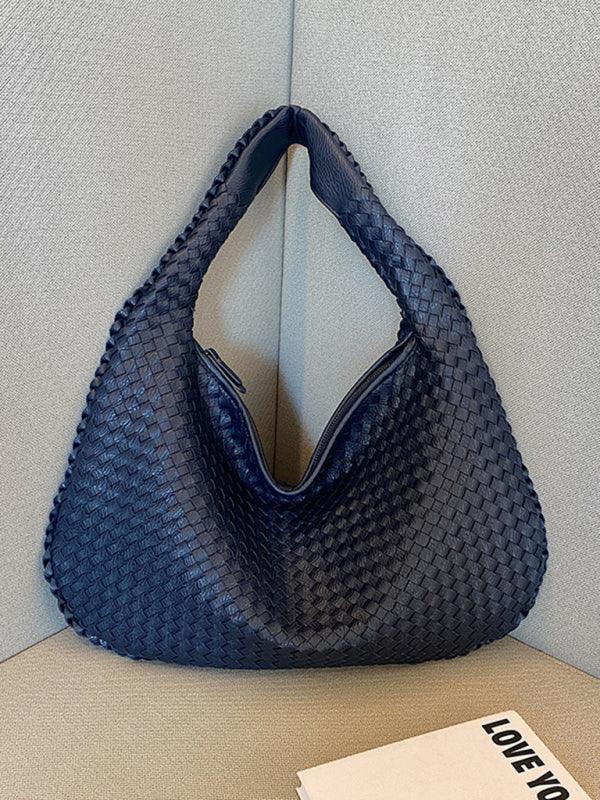 French high-end woven bag, versatile shoulder armpit bag, niche texture portable commuter bag Grey FREESIZE