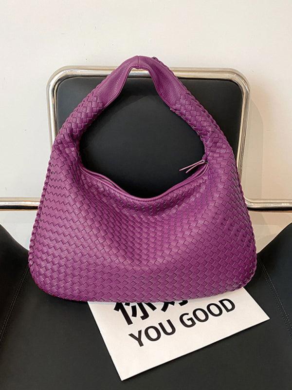 French high-end woven bag, versatile shoulder armpit bag, niche texture portable commuter bag Grey FREESIZE