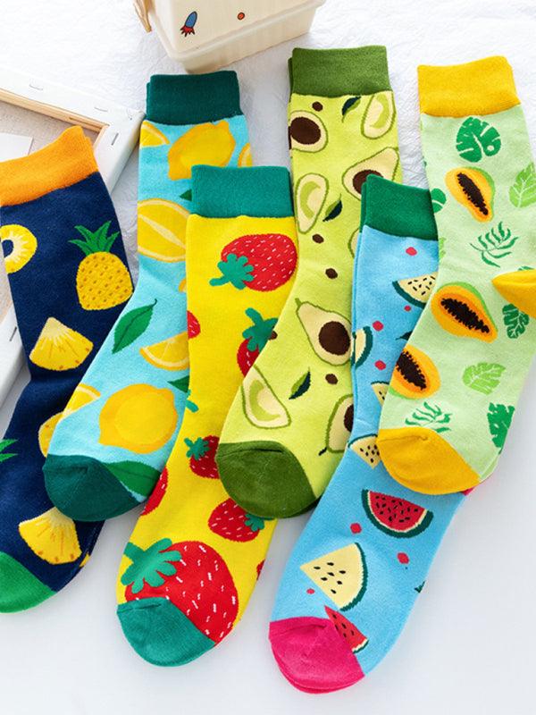 New one-size-fits-all street fashion trend socks fruit pattern design trendy brand socks Pattern1 FREESIZE