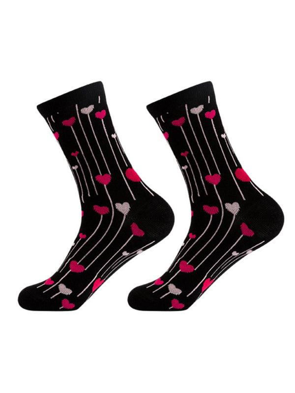 New Valentine's Day Series Mid-calf Socks Knitted Jacquard Cotton Socks Heart Pattern Pattern10 FREESIZE