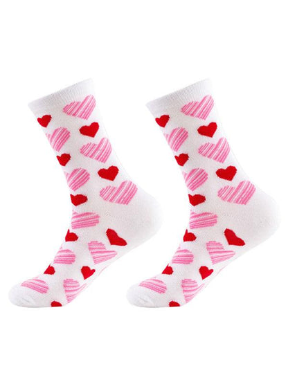 New Valentine's Day Series Mid-calf Socks Knitted Jacquard Cotton Socks Heart Pattern Pattern3 FREESIZE