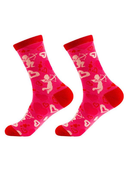 New Valentine's Day Series Mid-calf Socks Knitted Jacquard Cotton Socks Heart Pattern Pattern2 FREESIZE