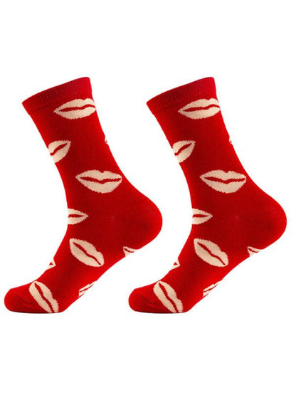 New Valentine's Day Series Mid-calf Socks Knitted Jacquard Cotton Socks Heart Pattern Pattern3 FREESIZE