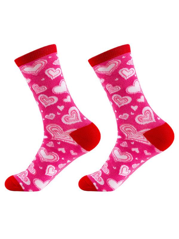 New Valentine's Day Series Mid-calf Socks Knitted Jacquard Cotton Socks Heart Pattern Pattern5 FREESIZE