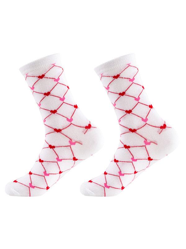 New Valentine's Day Series Mid-calf Socks Knitted Jacquard Cotton Socks Heart Pattern Pattern6 FREESIZE