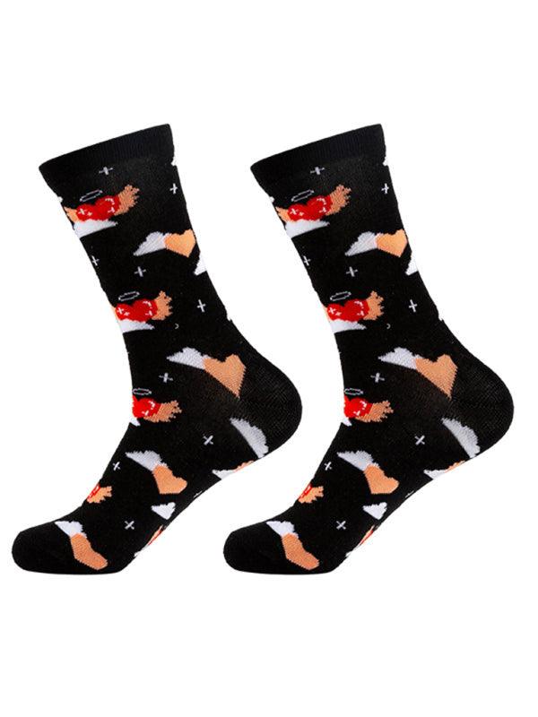 New Valentine's Day Series Mid-calf Socks Knitted Jacquard Cotton Socks Heart Pattern Pattern8 FREESIZE