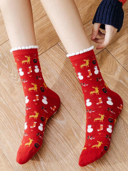 New autumn and winter woolen socks Christmas mid-calf socks Christmas socks Pattern4 FREESIZE