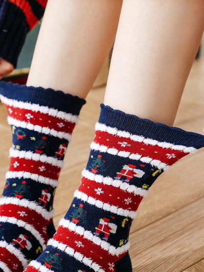 New autumn and winter woolen socks Christmas mid-calf socks Christmas socks Pattern7 FREESIZE