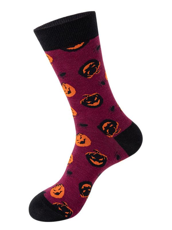 New Trendy Halloween Socks Mid-Tube Skull Vampire Pumpkin Bat Funny Socks Pattern5 FREESIZE