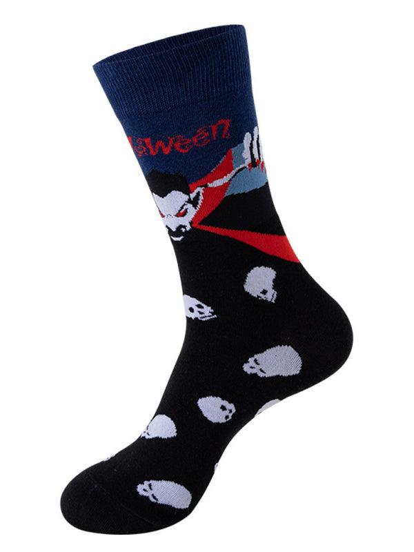 New Trendy Halloween Socks Mid-Tube Skull Vampire Pumpkin Bat Funny Socks Pattern6 FREESIZE