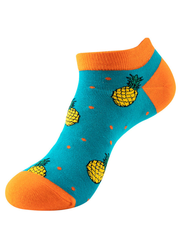 Women’s Pineapple Pattern Casual Cotton Socks Pattern1 FREESIZE