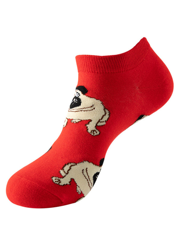 Women's Fun Cartoon Knit Ankle Socks Red FREESIZE