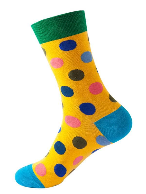 New trendy fun polka dot pattern mid-calf socks Pattern1 FREESIZE