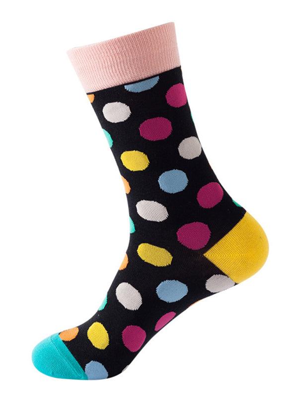 New trendy fun polka dot pattern mid-calf socks Pattern3 FREESIZE