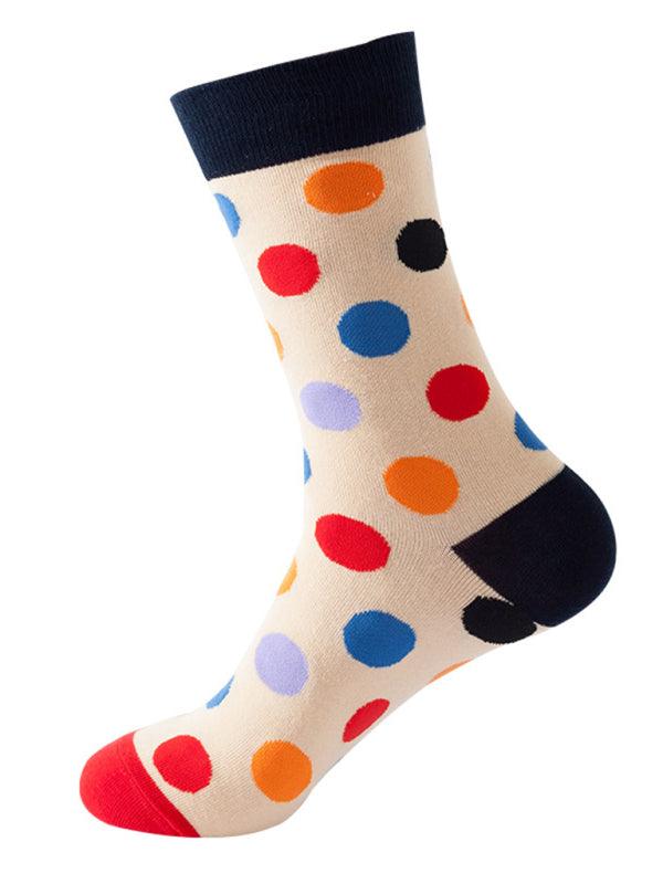 New trendy fun polka dot pattern mid-calf socks Pattern8 FREESIZE