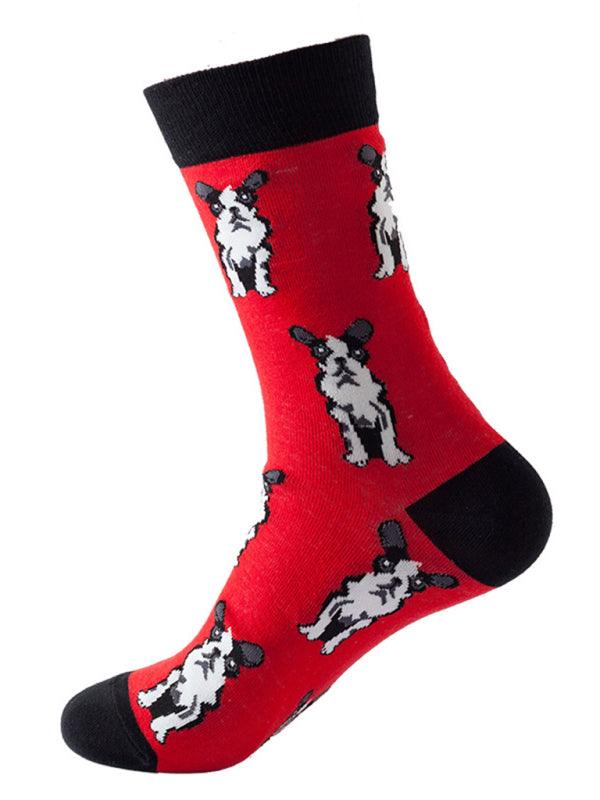 New trendy fun animal dog pattern mid-calf socks Pattern1 FREESIZE