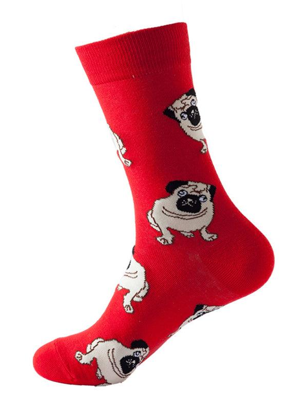 New trendy fun animal dog pattern mid-calf socks Pattern2 FREESIZE