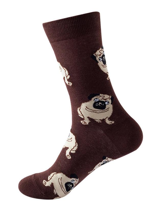 New trendy fun animal dog pattern mid-calf socks Pattern5 FREESIZE