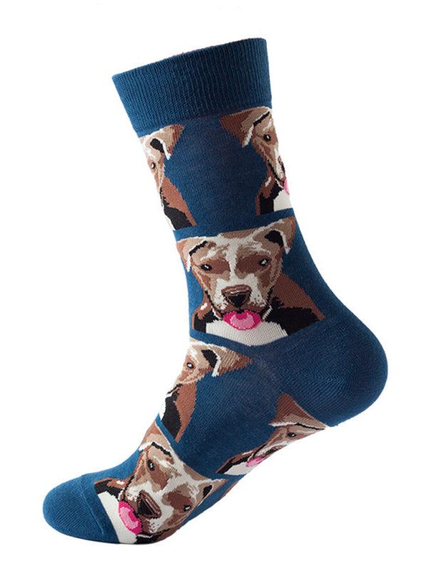 New trendy fun animal dog pattern mid-calf socks Pattern6 FREESIZE