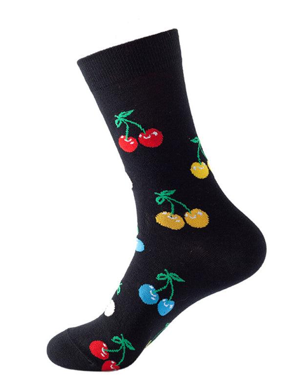 New trendy and fun fruit pattern mid-calf socks Pattern10 FREESIZE