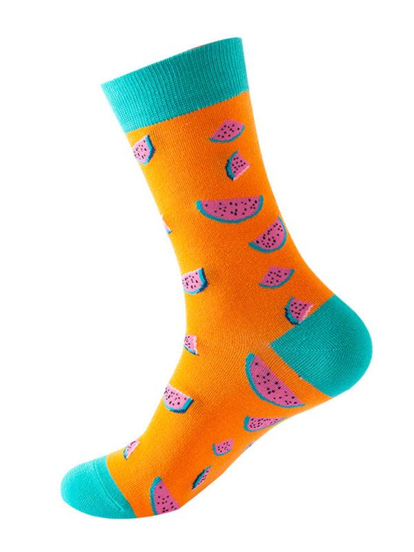 New trendy and fun fruit pattern mid-calf socks Pattern3 FREESIZE