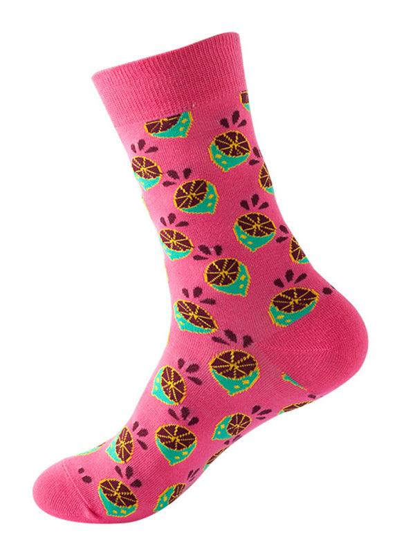 New trendy and fun fruit pattern mid-calf socks Pattern4 FREESIZE