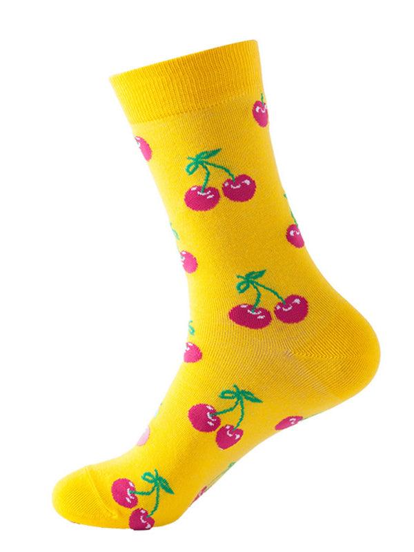 New trendy and fun fruit pattern mid-calf socks Pattern5 FREESIZE