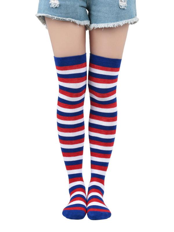 New daily casual over-the-knee socks for women long Christmas and Halloween striped stockings Pattern10 FREESIZE