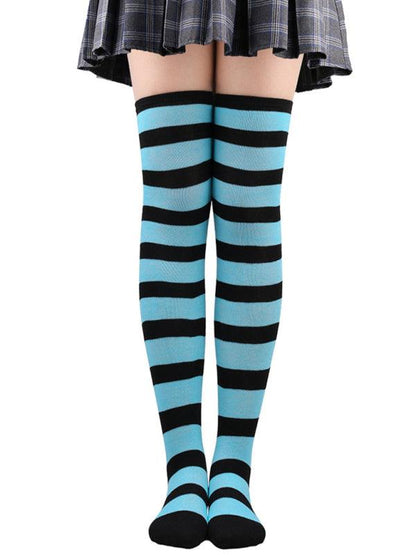 New daily casual over-the-knee socks for women long Christmas and Halloween striped stockings Pattern4 FREESIZE