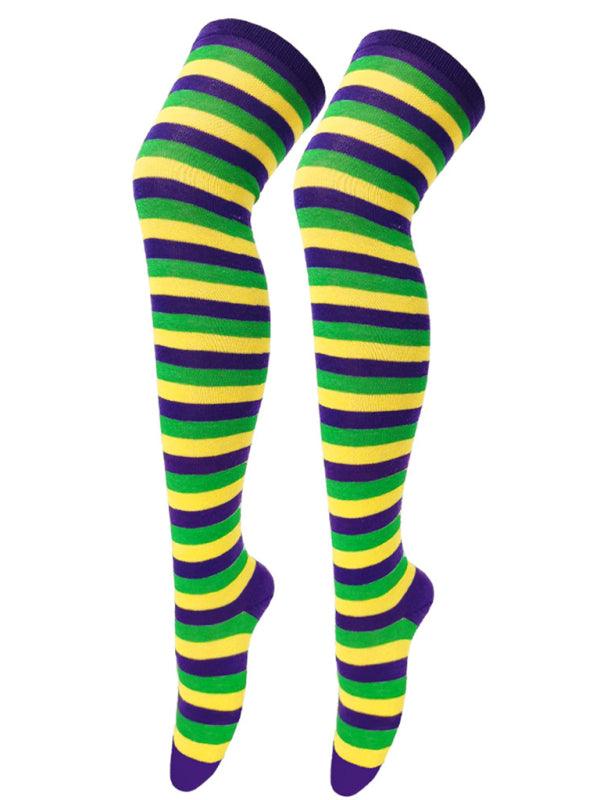 New daily casual over-the-knee socks for women long Christmas and Halloween striped stockings Pattern9 FREESIZE