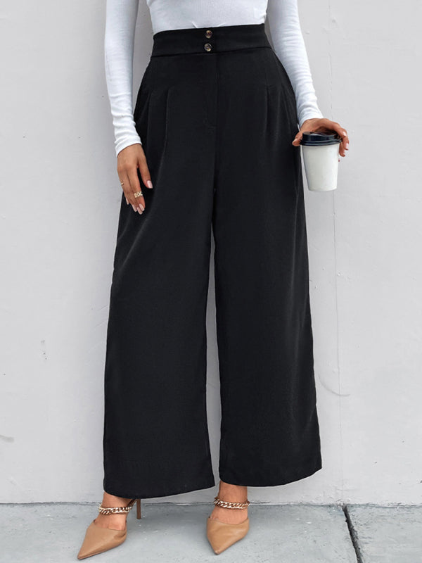 High-Waisted Self Design Wide Leg Pants